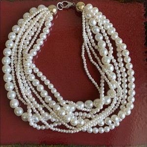 Pearl cluster statement necklace